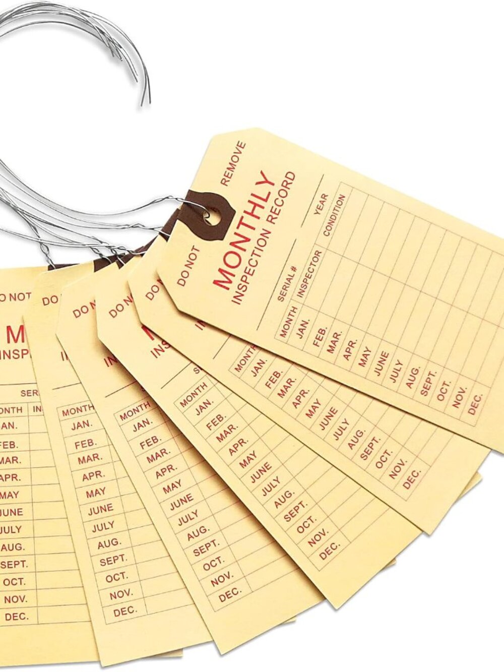 Fire Extinguisher Monthly Inspection Tags, Box of 100
